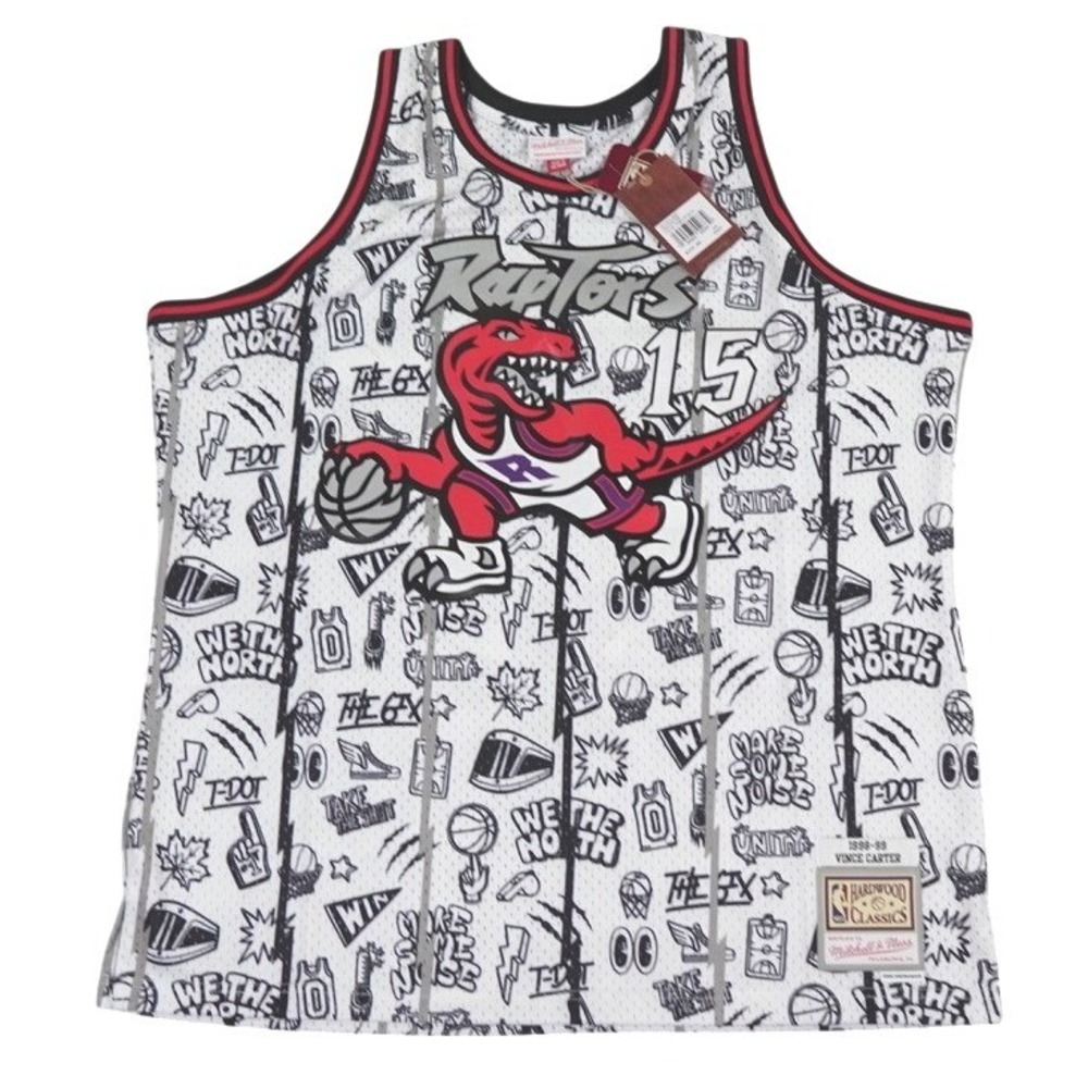 Mitchell & Ness Toronto Raptors Jersey Mens 2XL White Vince Carter Doodle Mesh